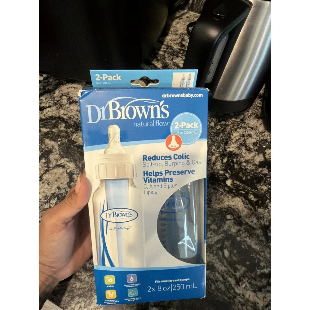 NEW in box Dr. Brown's Natural Flow Standard Baby Bottles 8 oz - 2 Pk